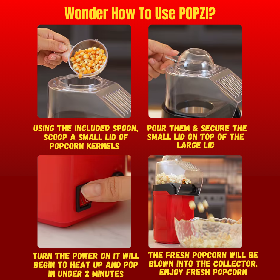 Popzi Popcorn Maker – "The Mini Popcorn Maker with Big Results! 🍿✨"